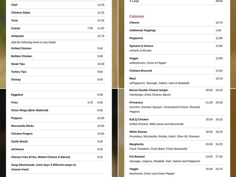 Victoria's Pizzeria Menu