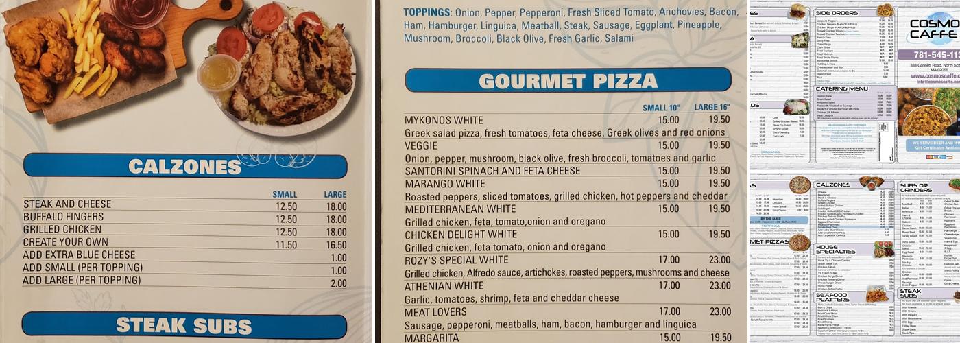 Cosmos Caffe Menu