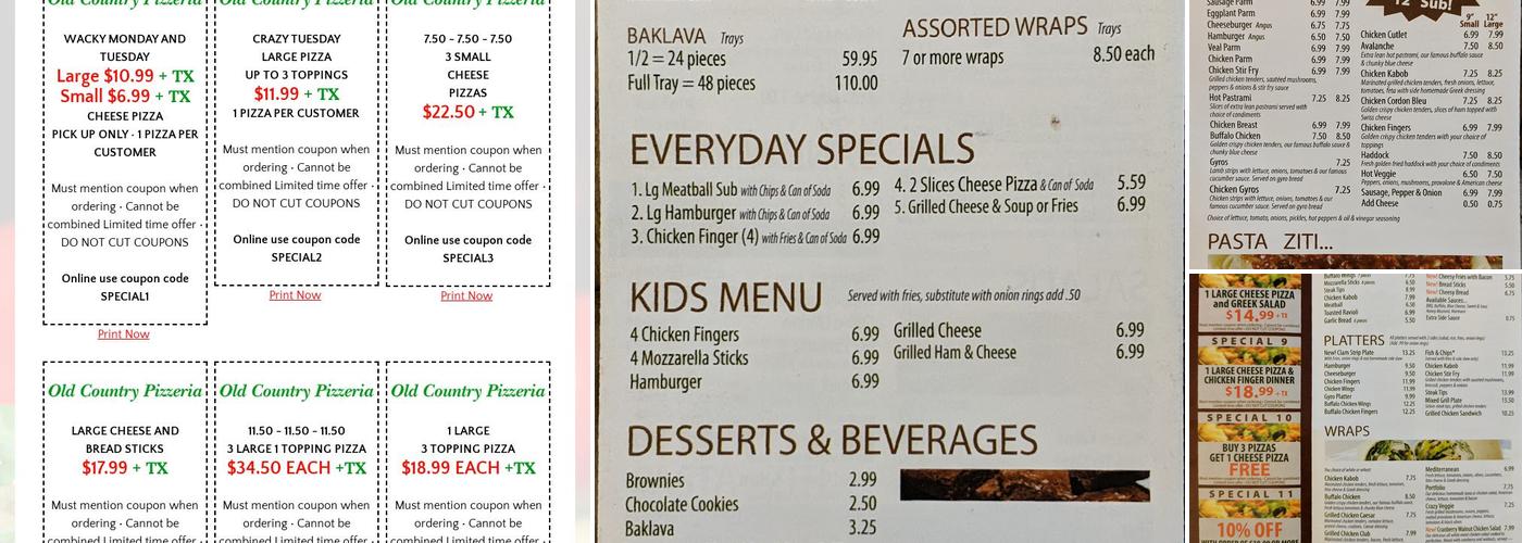 Old Country Pizzeria & Roast Beef Menu