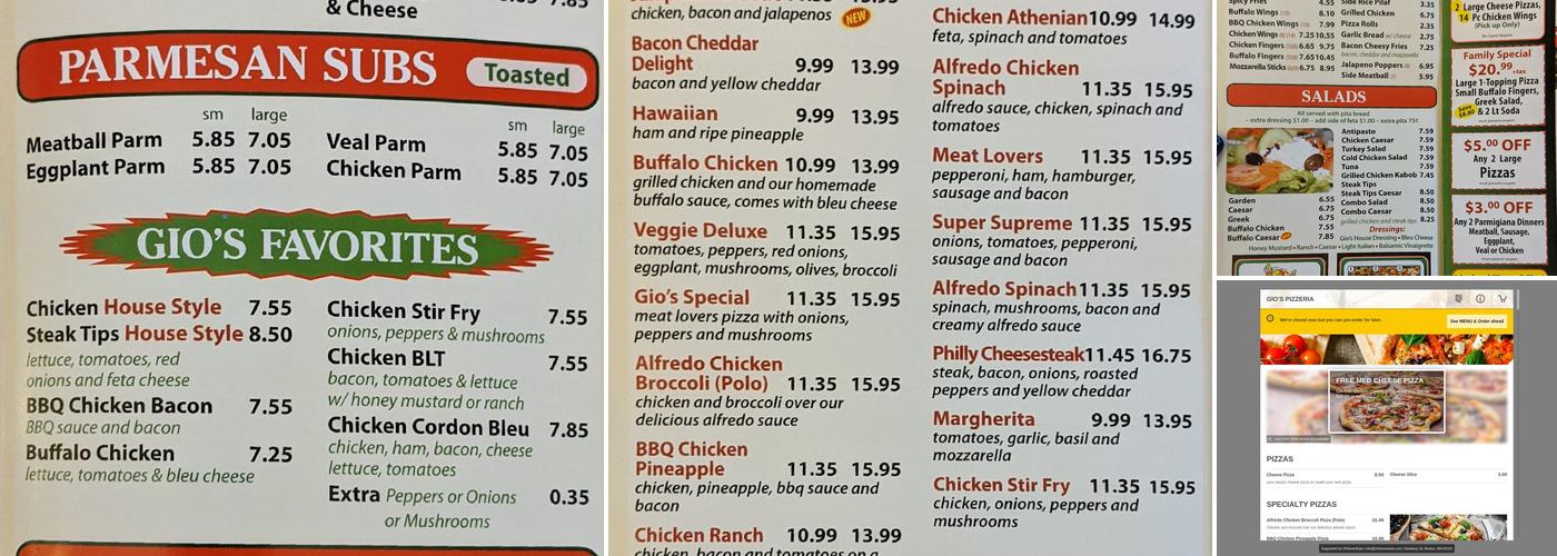 Gio's Pizzeria Menu