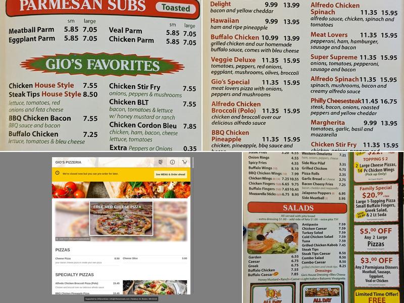 Gio's Pizzeria Menu