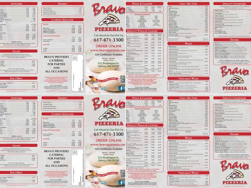 Bravo Pizzeria Menu