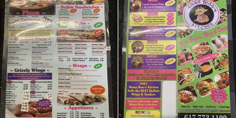 Mama Bear's Kitchen Menu