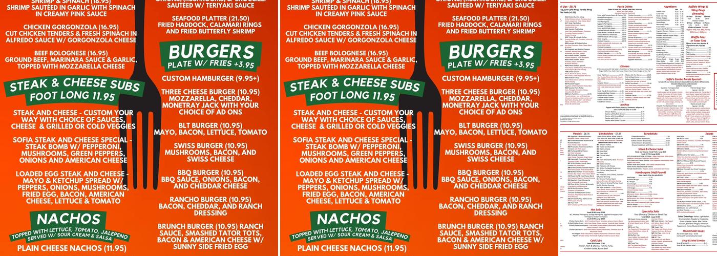 Sofia Pizza House Menu