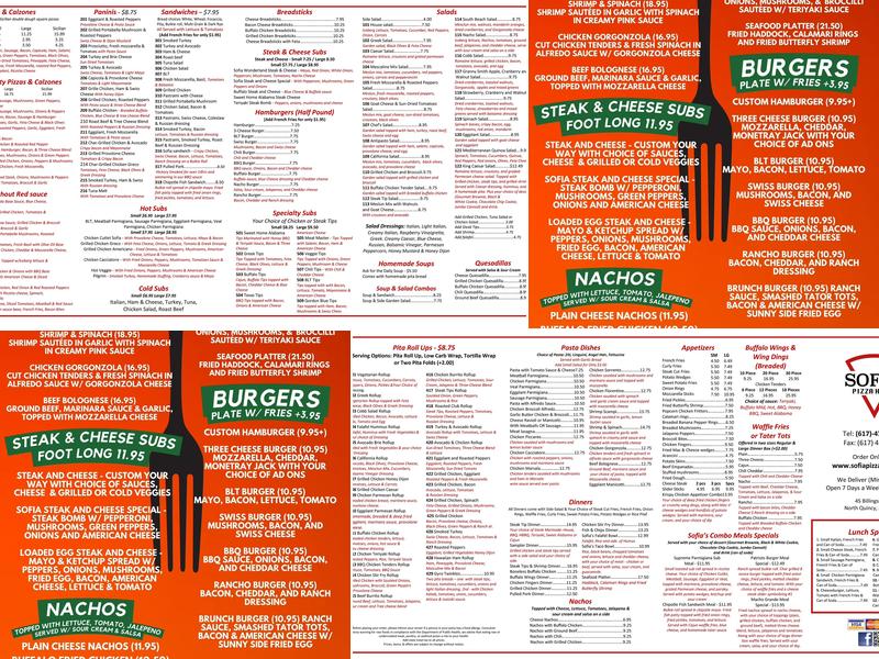 Sofia Pizza House Menu