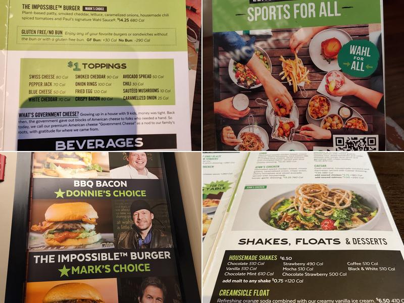 Wahlburgers Menu