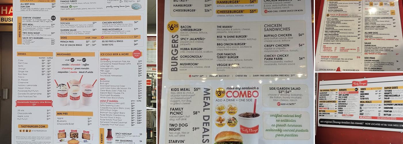 Tasty Burger Menu