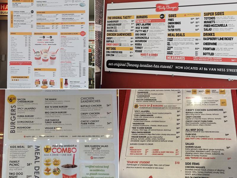 Tasty Burger Menu