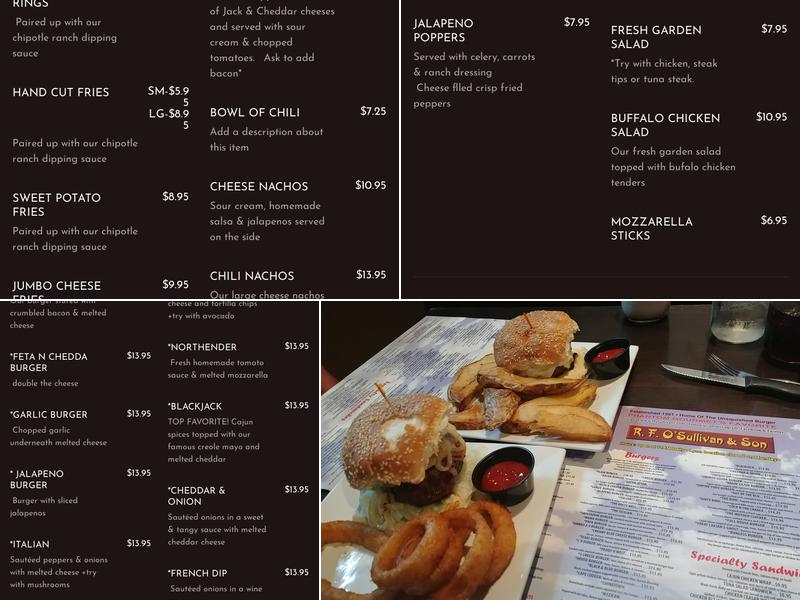 RF O'Sullivans Lynn Menu