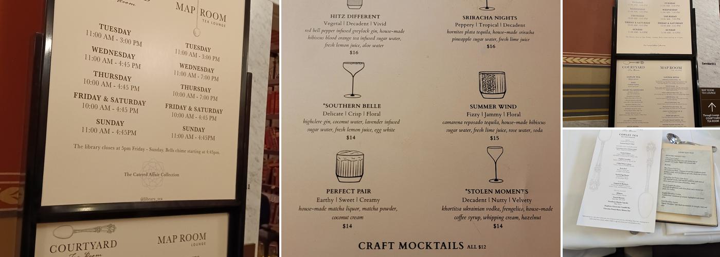 Map Room Lounge Menu