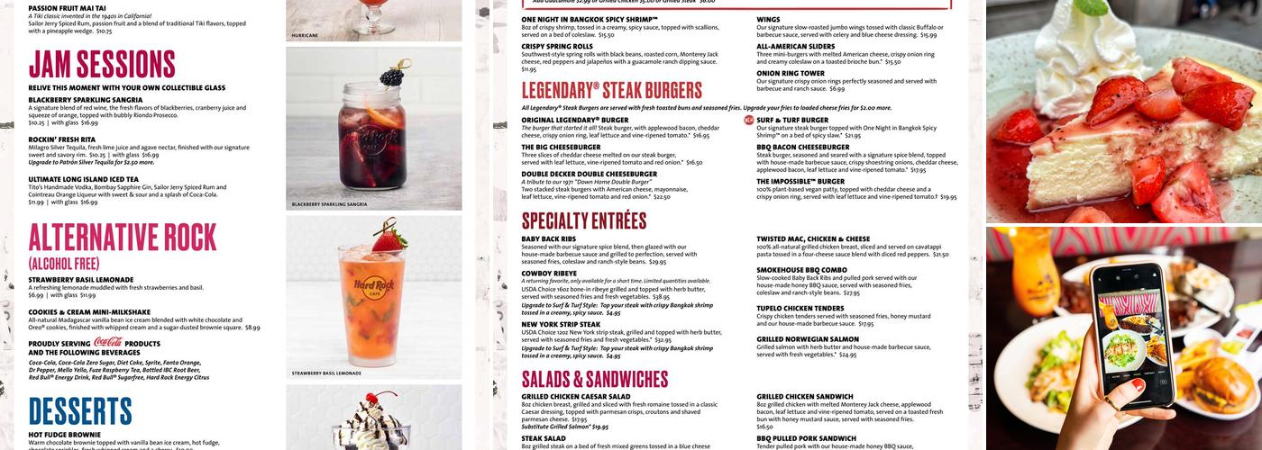 Hard Rock Cafe Menu