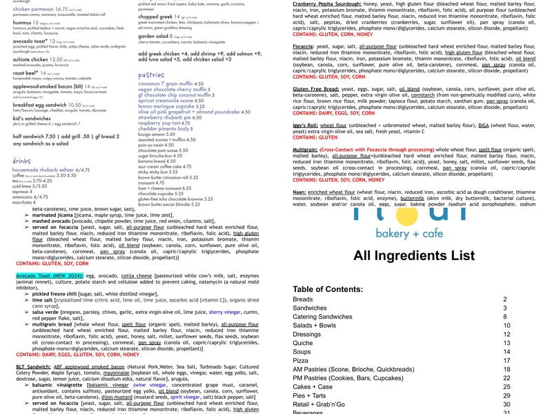 Flour Bakery + Cafe Menu