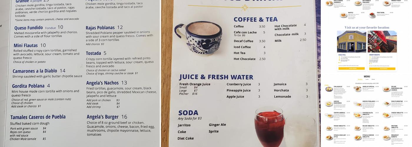 Angela's Cafe Eagle Hill Menu