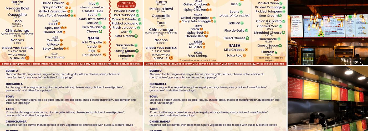 Amelia's Taqueria Menu