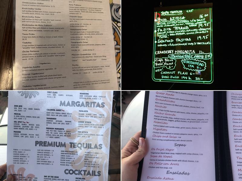 Sol Azteca Menu