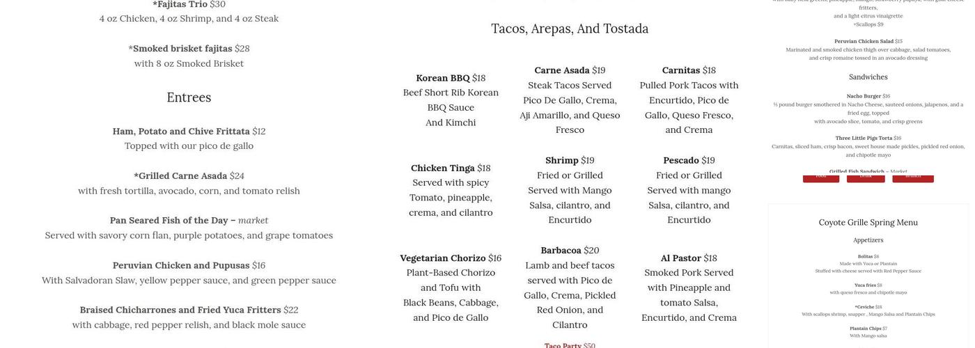 Fauna Latin Flavor Menu