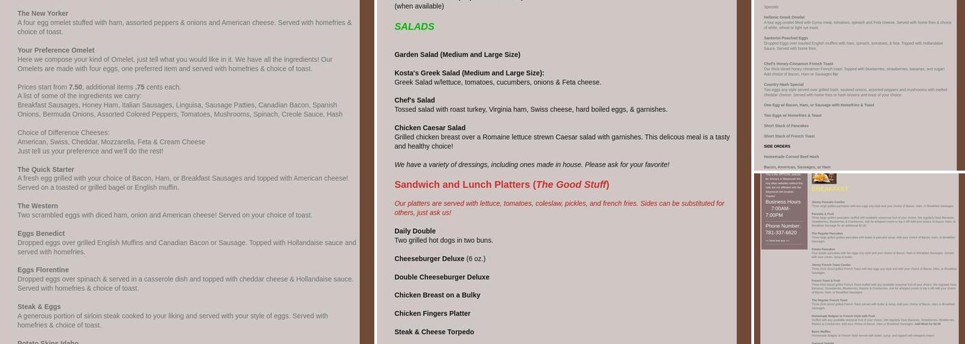 Jimmy's Broad Street Diner Menu