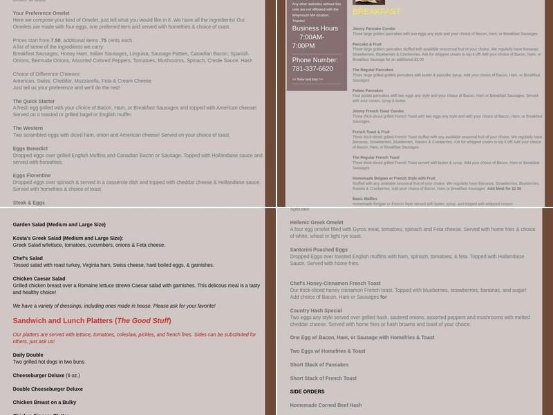 Jimmy's Broad Street Diner Menu