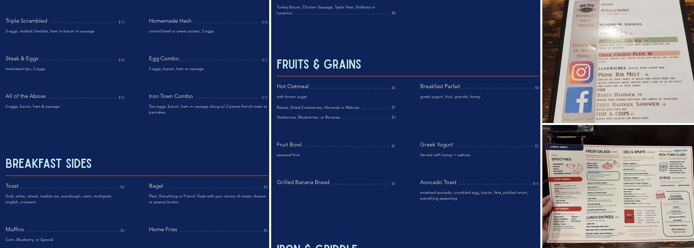 Iron Town Diner Menu