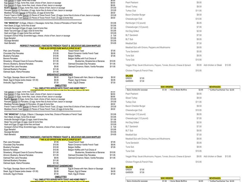 Dedham Diner Menu