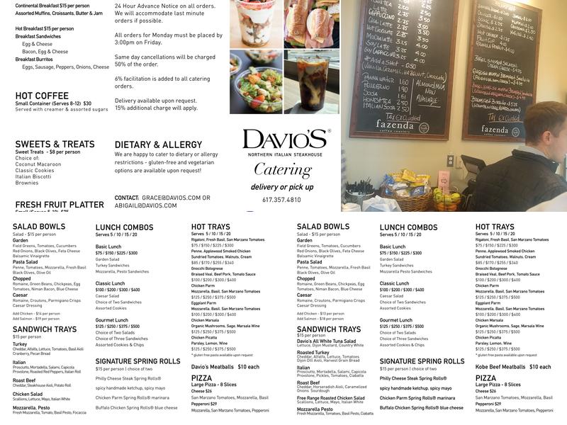 Davio's Northern Italian Steakhouse Menu
