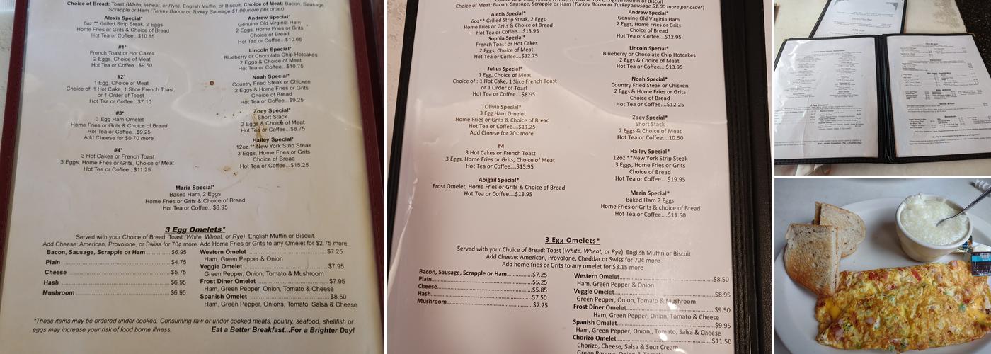 Frost Diner Menu