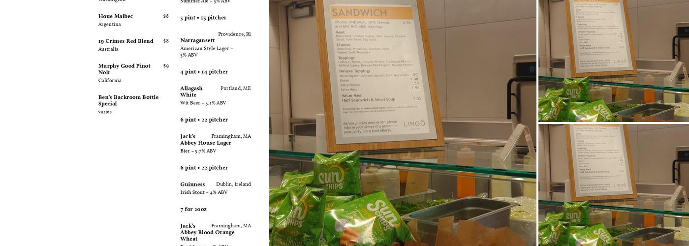 Lingo Cafe + Bar Menu