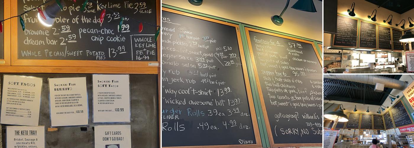 Willard's Real Pit BBQ Menu