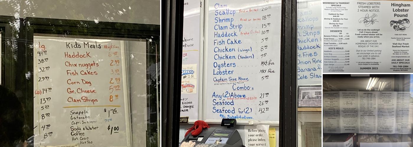 Hingham Lobster Pound Menu
