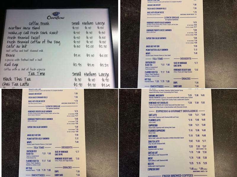 The Overflow Cafe' Menu