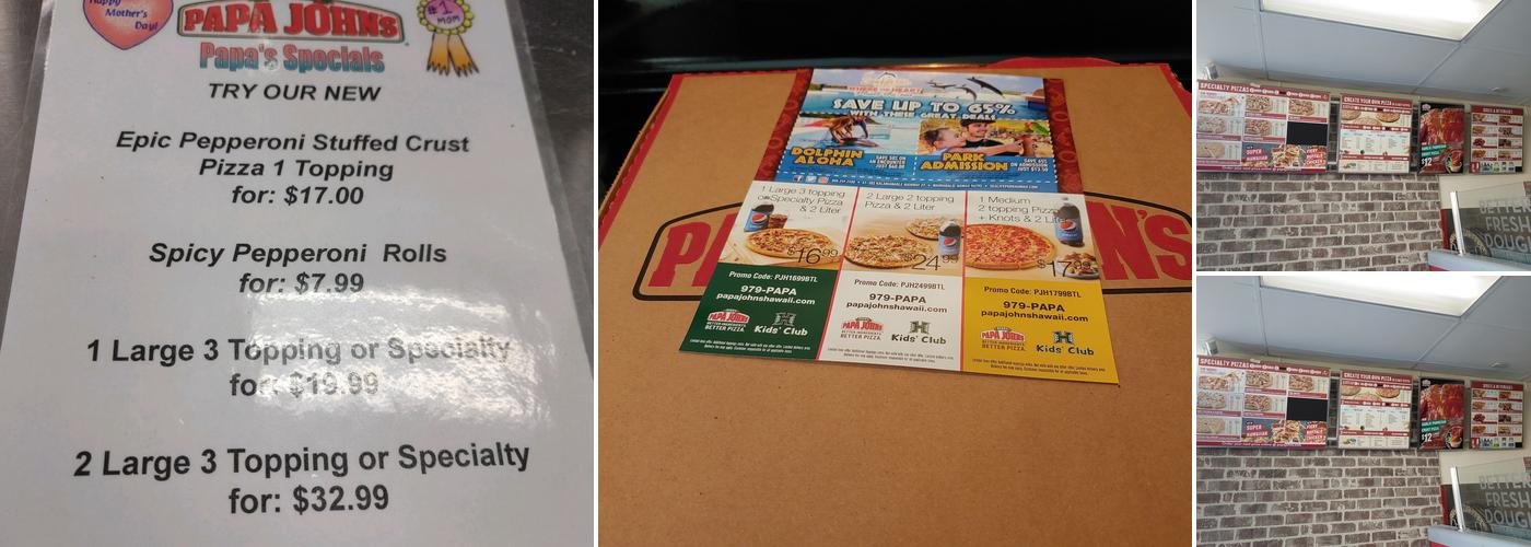 Papa Johns Pizza Menu