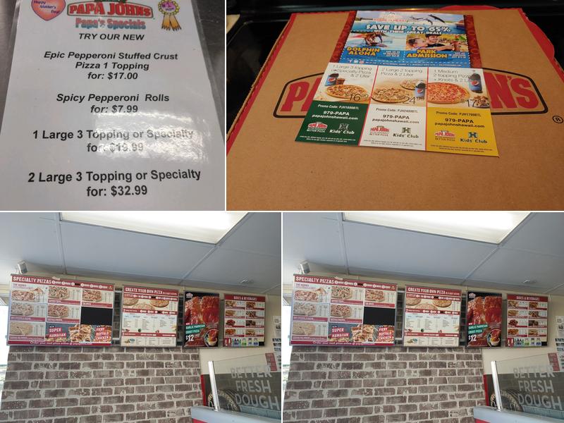 Papa Johns Pizza Menu