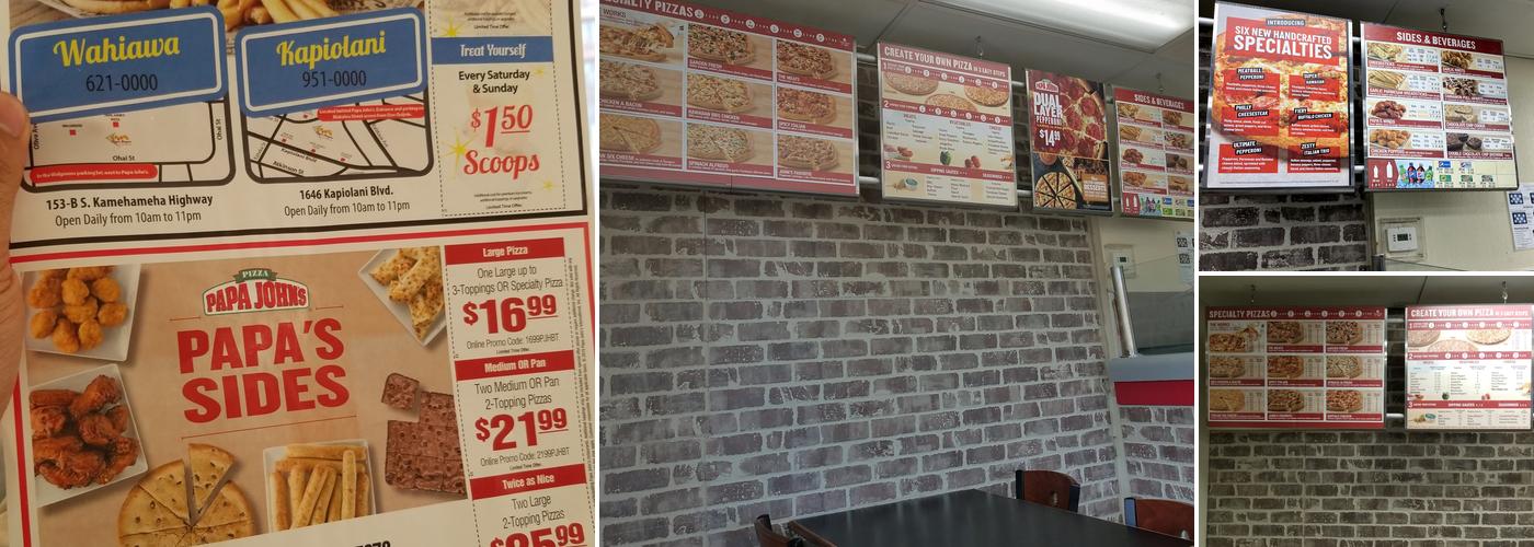 Papa Johns Pizza Menu