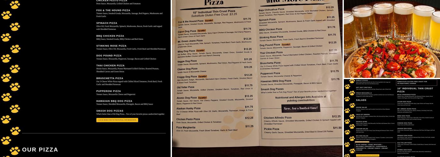 Pub Dog Pizza & Drafthouse Menu