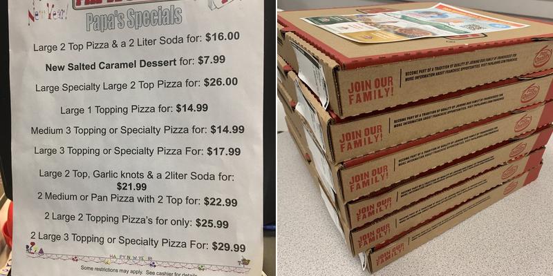 Papa Johns Pizza Menu