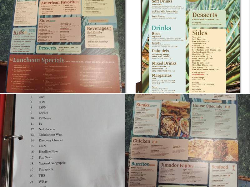 Jimador Bar and Grill LLC Menu
