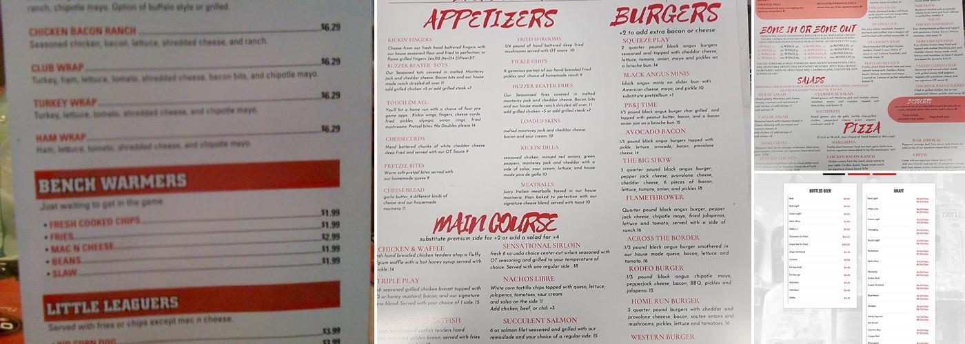 Overtime Sports Bar and Grill Menu