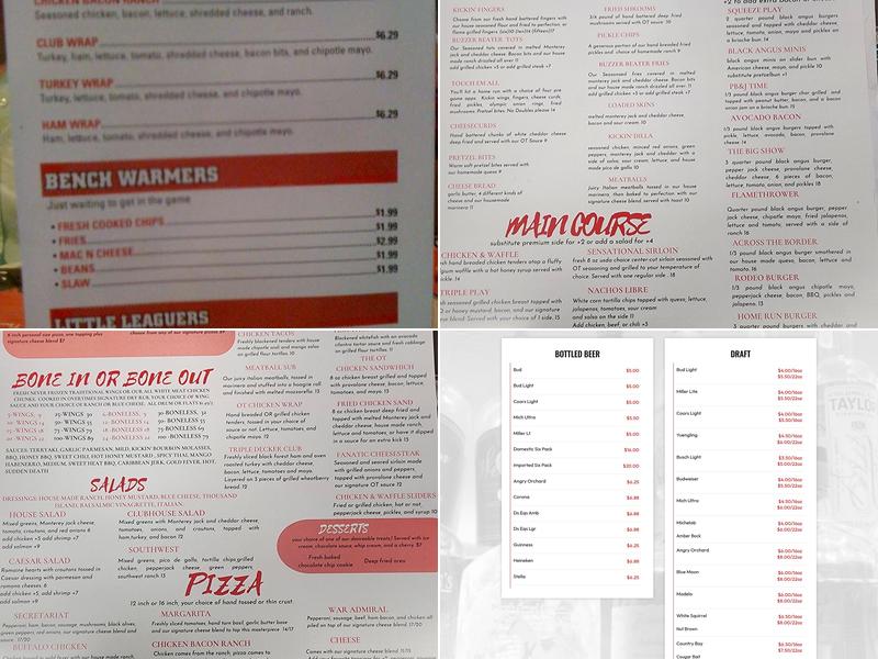 Overtime Sports Bar and Grill Menu