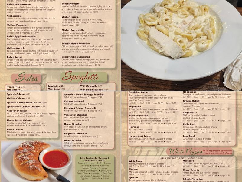 Gondolier Menu