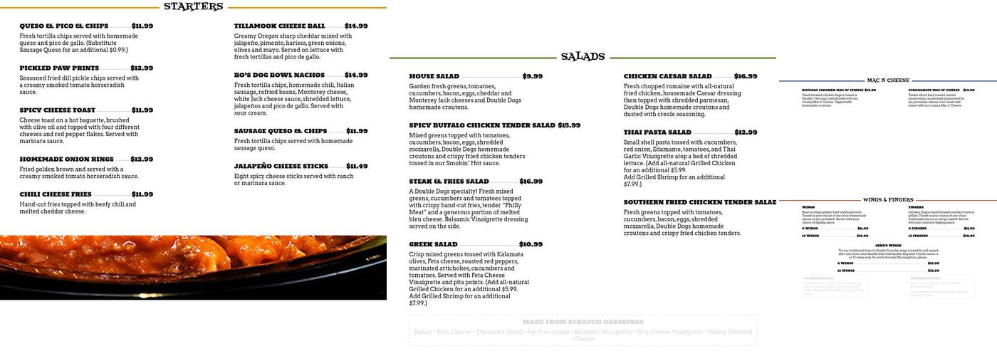 Double Dogs Menu