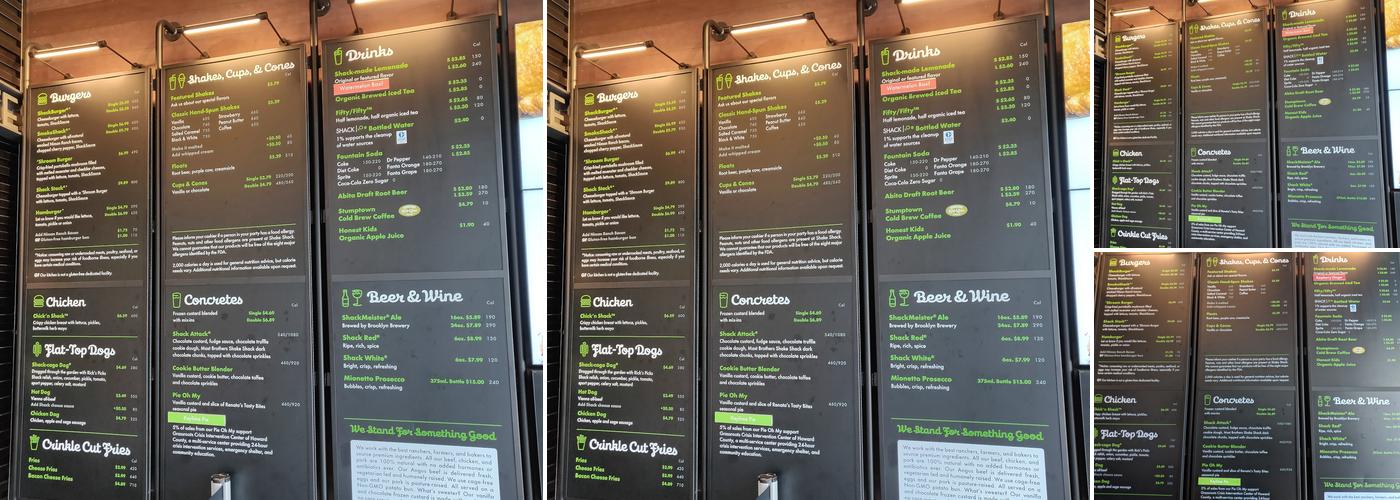 Shake Shack Mall in Columbia Menu