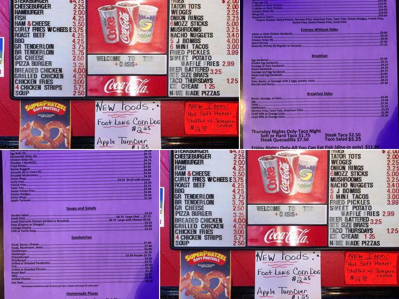 Oasis Bar & Grill Menu