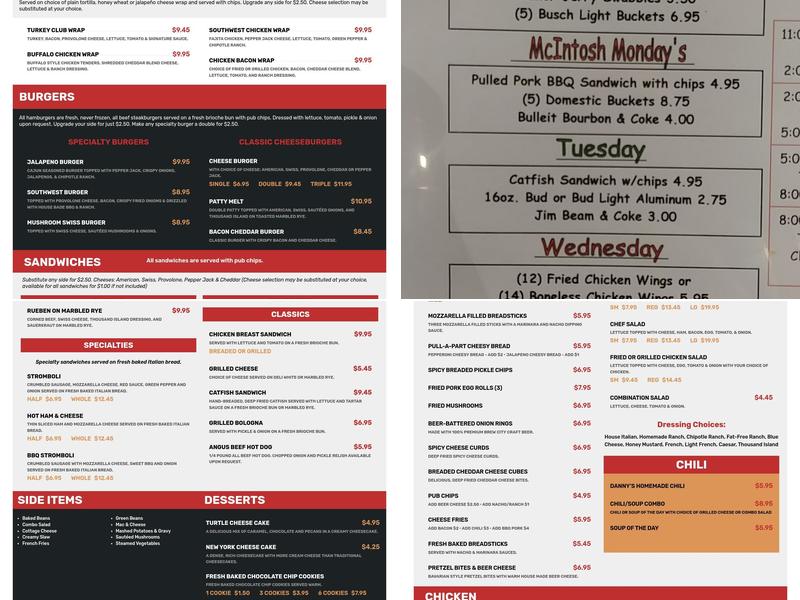 Archie & Clyde's Menu
