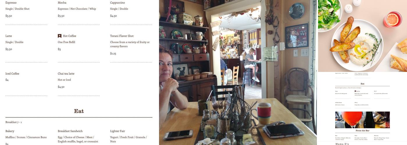 Mama D's Cafe Mercantile Menu