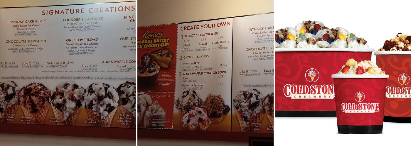 Cold Stone Creamery Menu