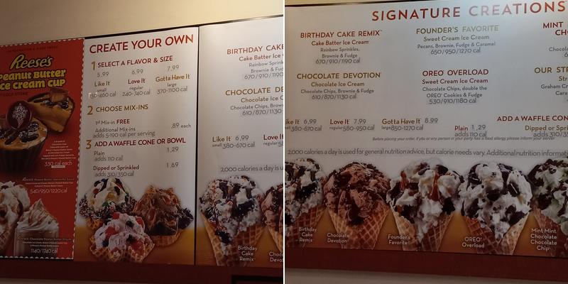 Cold Stone Creamery Menu