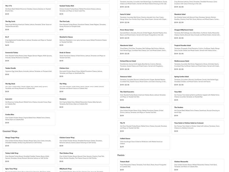 Abby's Gourmet Deli Menu