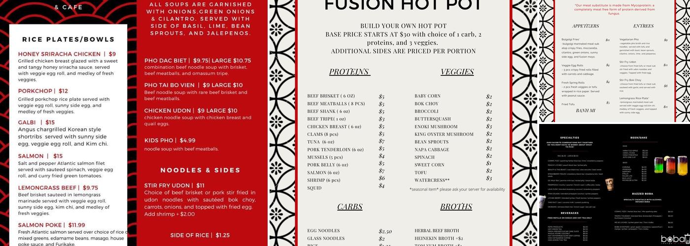 Boba Lounge & Cafe Menu