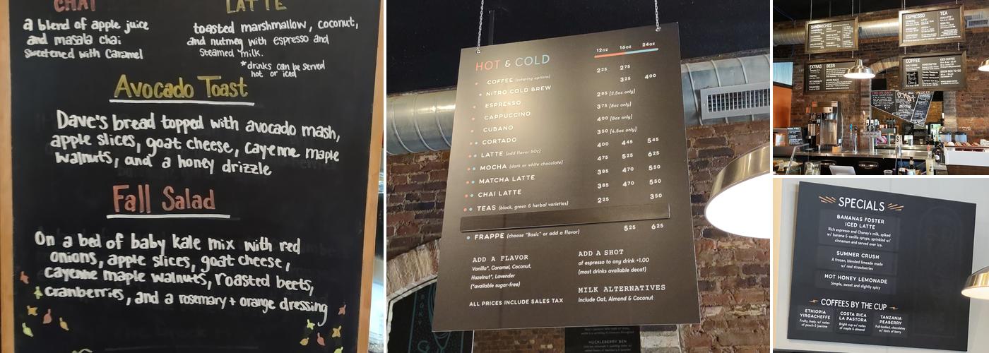 Spencer's Coffee Menu