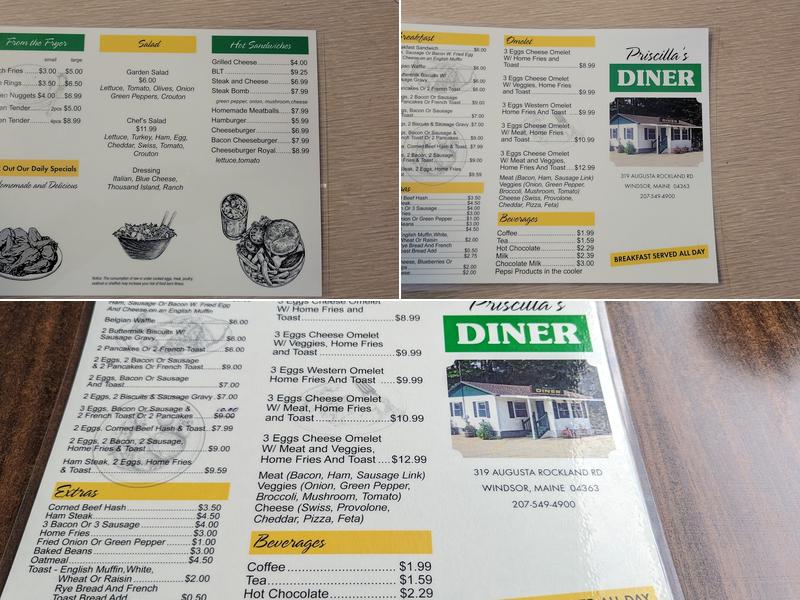 Priscilla's Diner Menu